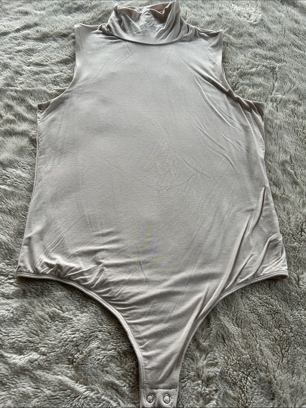 Express Sleeveless Turtleneck Bodysuit in Light Taupe